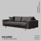 HELSINKI 4 - seater sofa/single bed, Exclusive Corduroy, Antracite, removable & washable - Scandinavian Stories by Marton