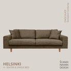 HELSINKI 4 - seater sofa/single bed Exclusive Corduroy, Chocolate removable & washable covers - Scandinavian Stories by Marton