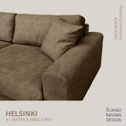 HELSINKI 4 - seater sofa/single bed Exclusive Corduroy, Chocolate removable & washable covers - Scandinavian Stories by Marton