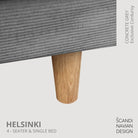 HELSINKI 4 - seater sofa/single bed, Exclusive Corduroy, Concrete Grey, removable & washable - Scandinavian Stories by Marton