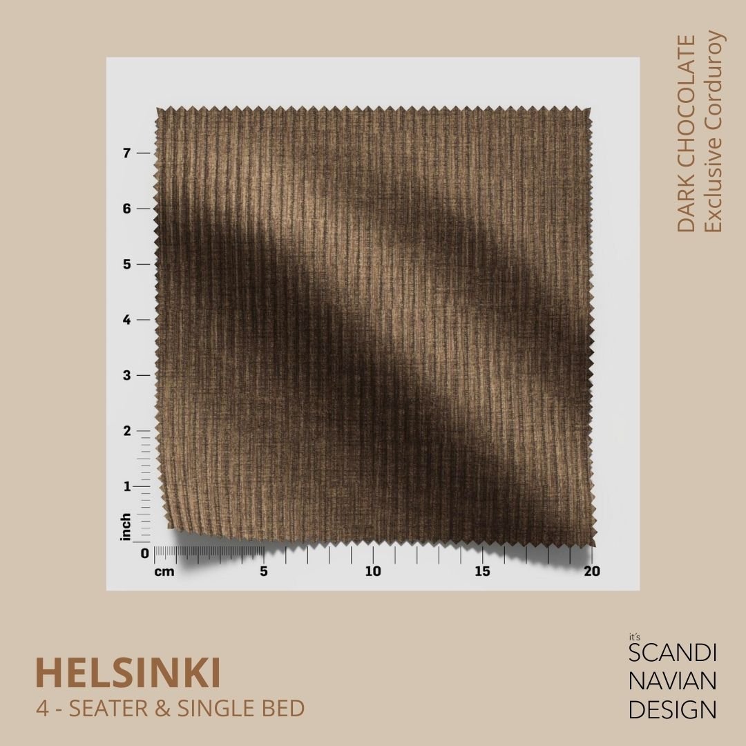 HELSINKI 4 - seater sofa/single bed, Exclusive Corduroy, Dark Chocolate removable & washable - Scandinavian Stories by Marton