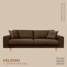 HELSINKI 4 - seater sofa/single bed, Exclusive Corduroy, Dark Chocolate removable & washable - Scandinavian Stories by Marton