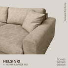 HELSINKI 4 - seater sofa/single bed, Exclusive Corduroy, Dusty Beige removable & washable - Scandinavian Stories by Marton