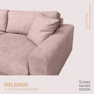 HELSINKI 4 - seater sofa/single bed, Exclusive Corduroy, Dusty Pink removable & washable - Scandinavian Stories by Marton