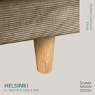 HELSINKI 4 - seater sofa/single bed, Exclusive Corduroy, Mole, removable & washable - Scandinavian Stories by Marton