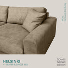 HELSINKI 4 - seater sofa/single bed, Exclusive Corduroy, Mole, removable & washable - Scandinavian Stories by Marton