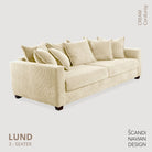 LUND 3 - seater Sofa, Cream Corduroy, removable & washable cover - Scandinavian Stories by Marton