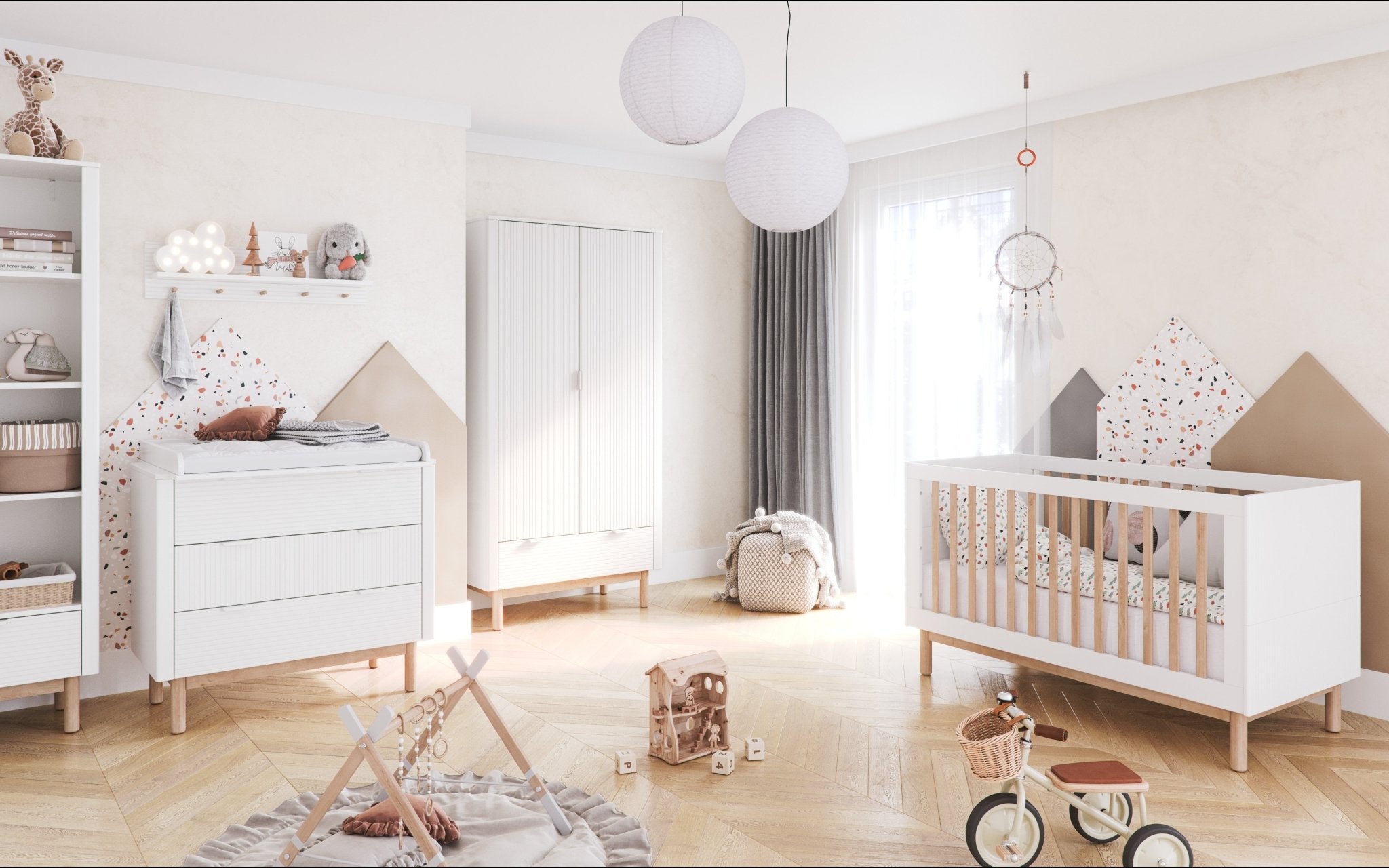 Maja Bed/Cot 3, growing functions 140x 70 cm Champagne color - Scandinavian Stories by Marton