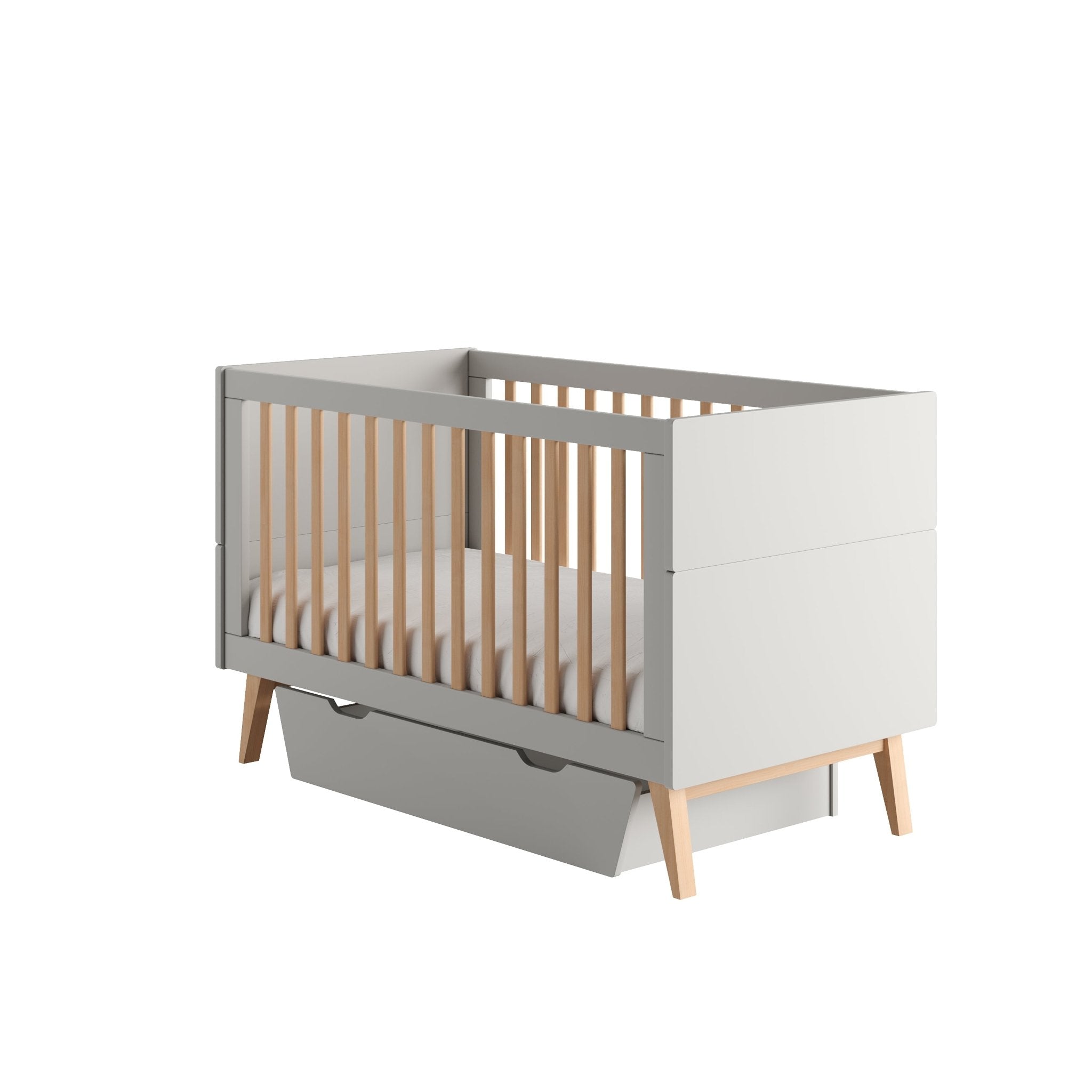 Saga Bed/Cot, 3 growing functions 140 x 70 cm Grey color - Scandinavian Stories by Marton