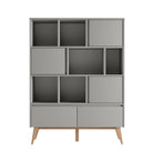 Saga Wide bookcase + 2 drawer Grey color - Scandinavian Stories by Marton