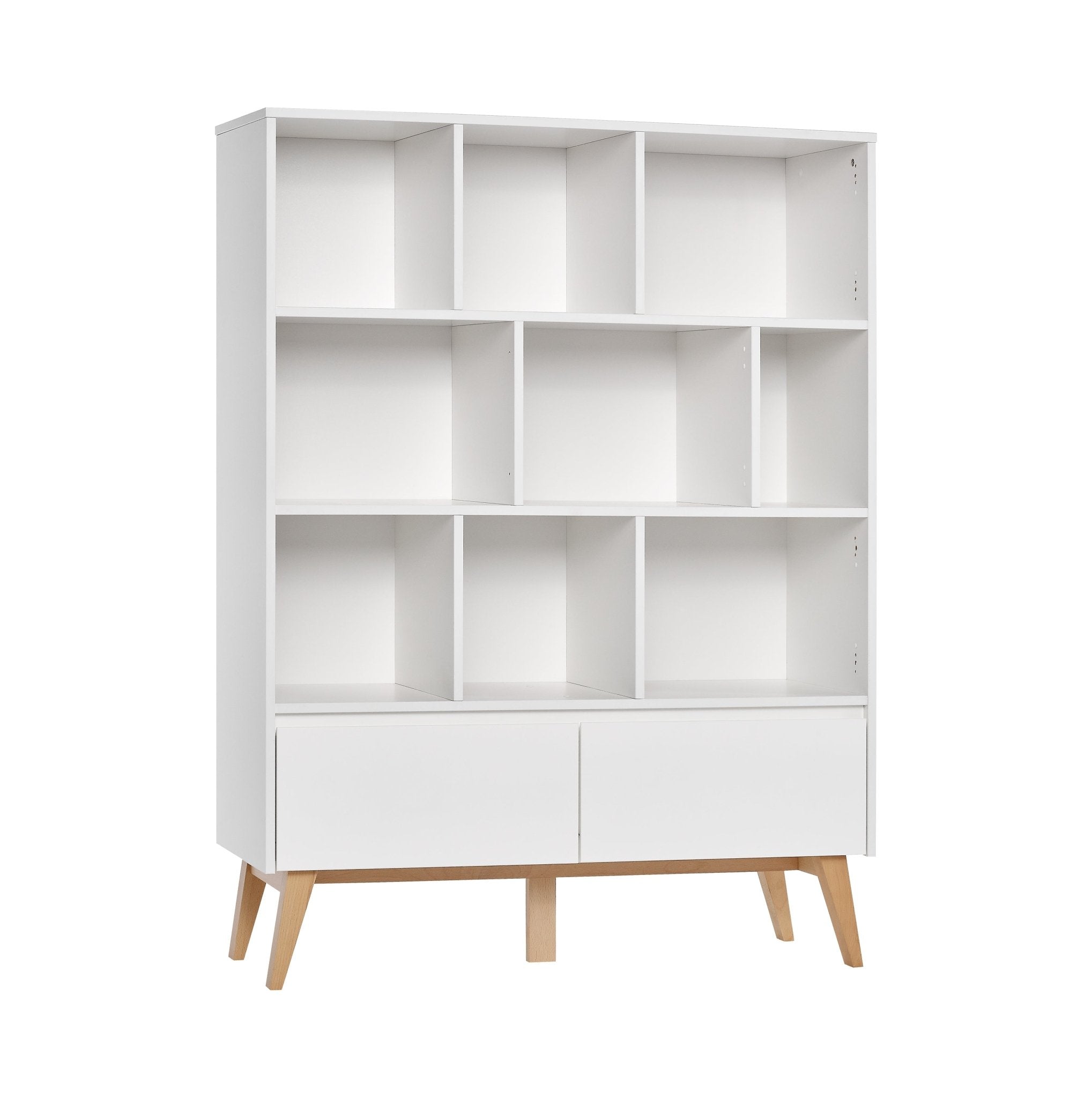Saga Wide bookcase + 2 drawer White color - Scandinavian Stories by Marton