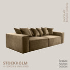 STOCKHOLM 4 - seater sofa/single bed Exclusive Corduroy Chocolate removable & washable cover - Scandinavian Stories by Marton