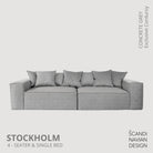 STOCKHOLM 4 - seater sofa/single bed Exclusive Corduroy, Concrete Grey removable & washable covers - Scandinavian Stories by Marton