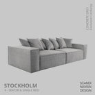 STOCKHOLM 4 - seater sofa/single bed Exclusive Corduroy, Concrete Grey removable & washable covers - Scandinavian Stories by Marton