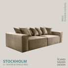 STOCKHOLM 4 - seater sofa/single bed Exclusive Corduroy Mole removable & washable cover - Scandinavian Stories by Marton