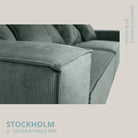 STOCKHOLM 4 - seater sofa/single bed Exclusive Corduroy,Dusty Blue removable & washable cover - Scandinavian Stories by Marton