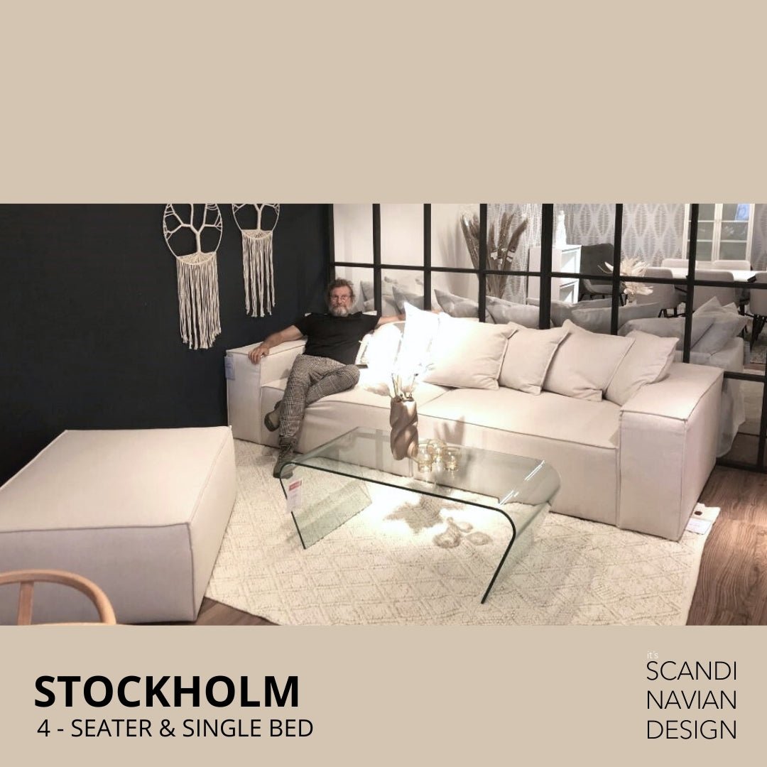 STOCKHOLM L - Shaped sofa/single bed Exclusive Corduroy Antracite removable & washable cover - Scandinavian Stories by Marton