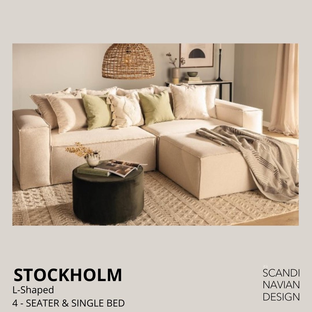 STOCKHOLM L - Shaped sofa/single bed Exclusive Corduroy Antracite removable & washable cover - Scandinavian Stories by Marton