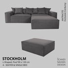 STOCKHOLM L - Shaped sofa/single bed Exclusive Corduroy Antracite removable & washable cover - Scandinavian Stories by Marton