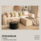 STOCKHOLM L - Shaped sofa/single bed Exclusive Corduroy Dark Beige removable & washable cover - Scandinavian Stories by Marton