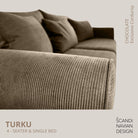 TURKU 4 - seater sofa/single bed Exclusive Corduroy, Chocolate removable & washable covers - Scandinavian Stories by Marton