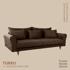 TURKU 4 - seater sofa/single bed Exclusive Corduroy, Dark Chocolate removable & washable covers - Scandinavian Stories by Marton