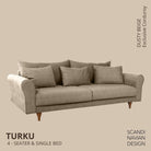 TURKU 4 - seater sofa/single bed Exclusive Corduroy, Dusty Beige removable & washable covers - Scandinavian Stories by Marton