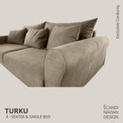 TURKU 4 - seater sofa/single bed Exclusive Corduroy, Dusty Beige removable & washable covers - Scandinavian Stories by Marton