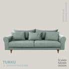 TURKU 4 - seater sofa/single bed Exclusive Corduroy, Dusty Blue removable & washable covers - Scandinavian Stories by Marton