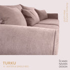 TURKU 4 - seater sofa/single bed Exclusive Corduroy, Dusty Pink removable & washable covers - Scandinavian Stories by Marton