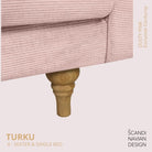 TURKU 4 - seater sofa/single bed Exclusive Corduroy, Dusty Pink removable & washable covers - Scandinavian Stories by Marton