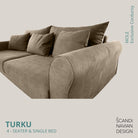 TURKU 4 - seater sofa/single bed Exclusive Corduroy, Mole removable & washable covers - Scandinavian Stories by Marton