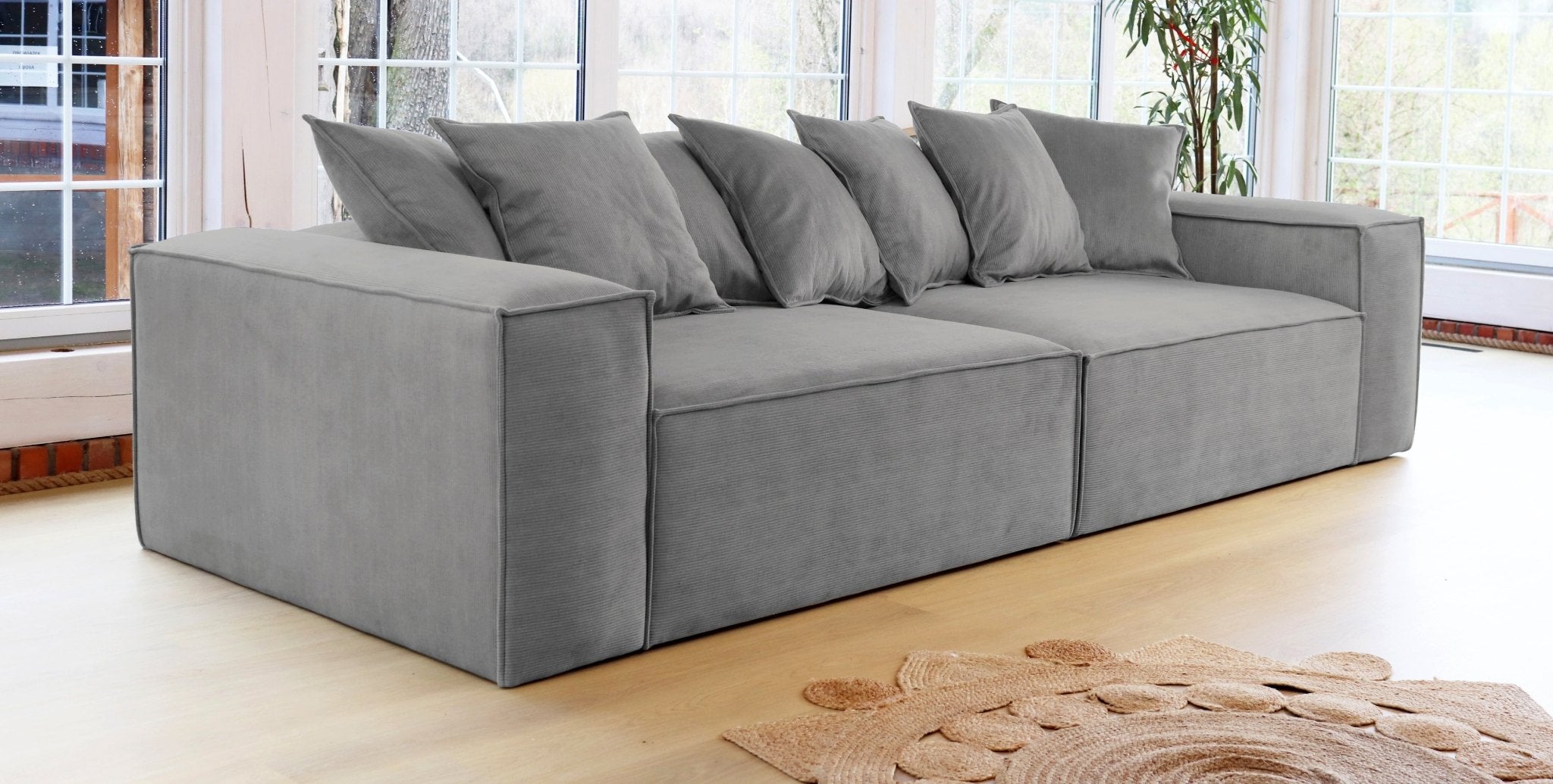 ASTRID 4-seater Sofa, exclusive Corduroy, Concrete, removable & washable covers - Scandinavian Stories by Marton