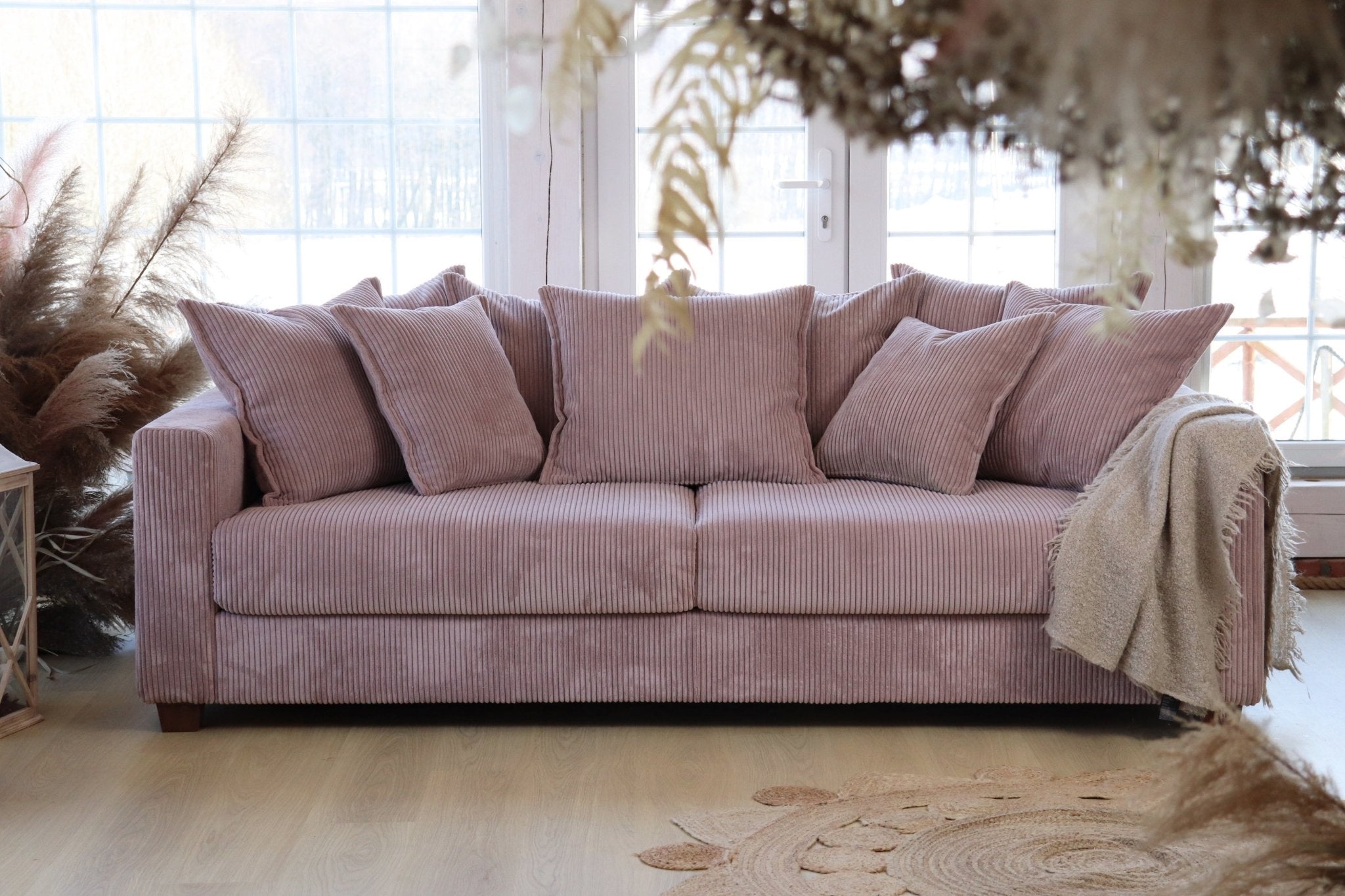 ELSA 3-seater Sofa, Dusty Pink Corduroy, removable & washable covers - Scandinavian Stories by Marton
