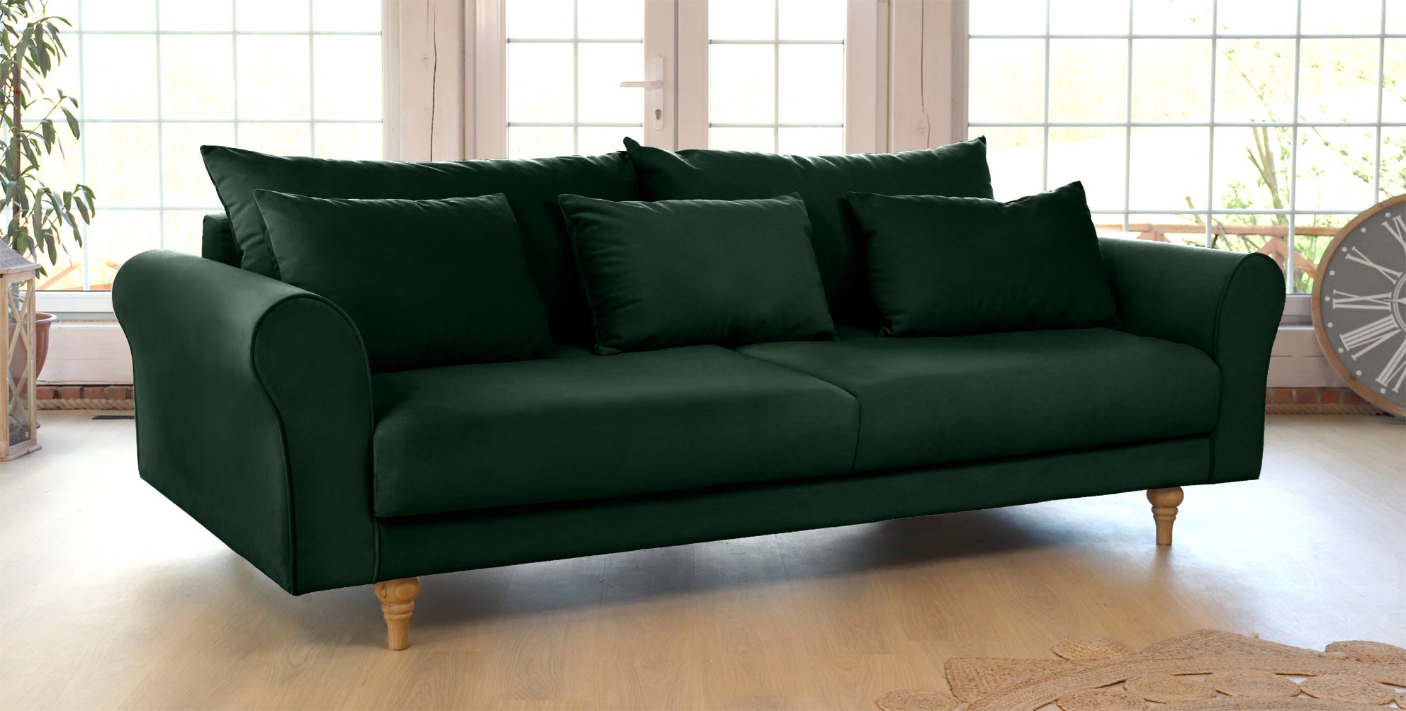 SELMA 4-seater sofa/sofa bed Exclusive Velvet, Moss Green, removable & washable covers - Scandinavian Stories by Marton